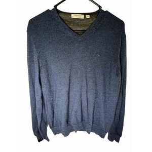 Calvin Klein Navy Blue V-Neck Wool Sweater